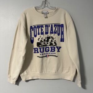 Firstport Cote d'Azur Rugby Tradition Sweatshirt Cream Graphic Long Sleeve L